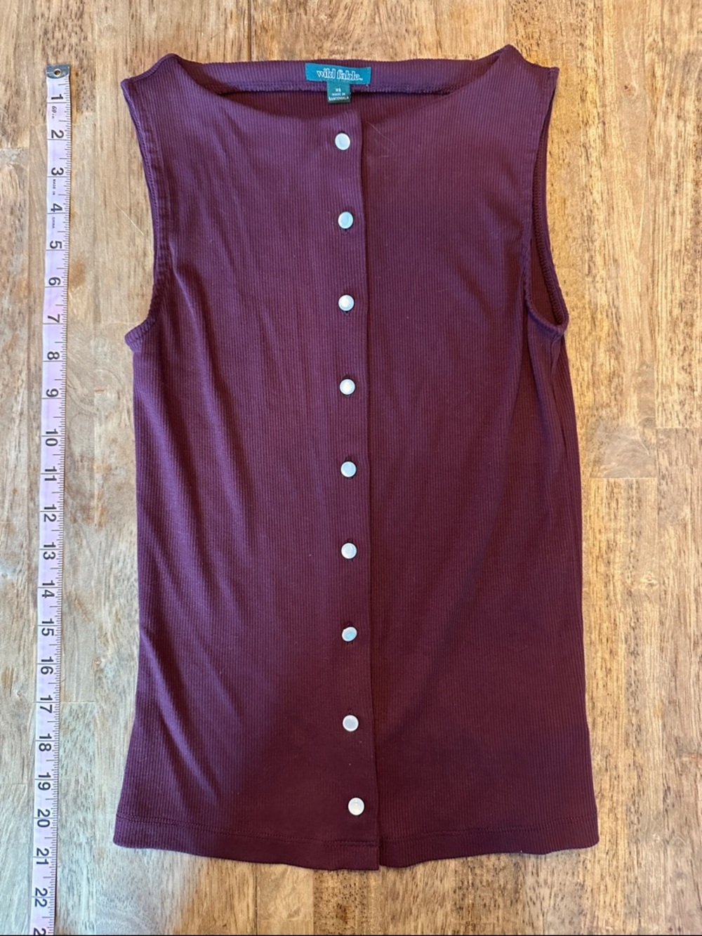wild fable Button-Front Ribbed Tank in Deep Burgundy